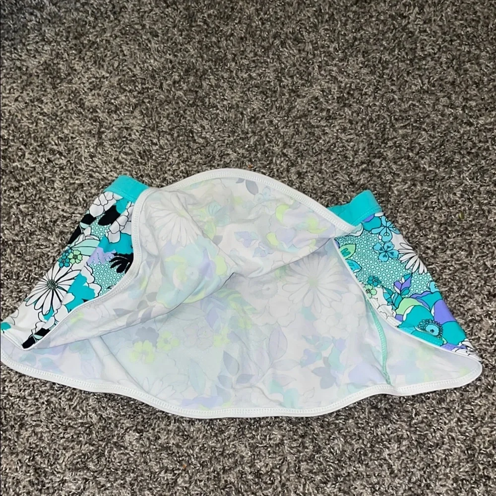 ZeroXposur Aqua and Black Floral Kids 3 piece Bikini Set
